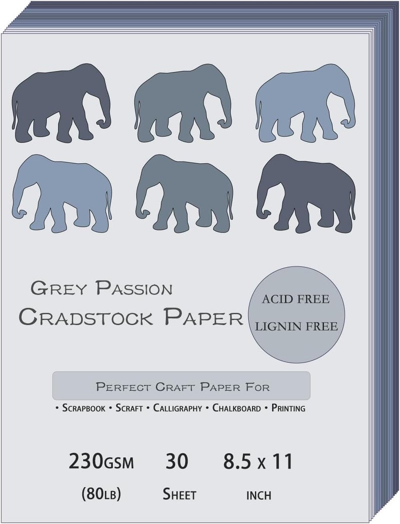 WEKOOSE Black Grey Cardstock 8.5 x 11 Craft Paper Cover Stock- Gray Construction Art Scrapbook Paper 80lb for DIY Crafts, Embossing, Quilling, Cardmaking-30 Sheets - Image 3